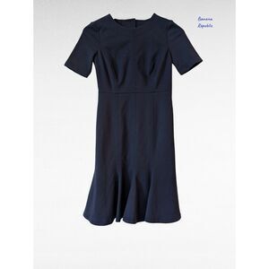 Banana Republic Petite 00 Navy Fit Flare trumpet sheath Dress
